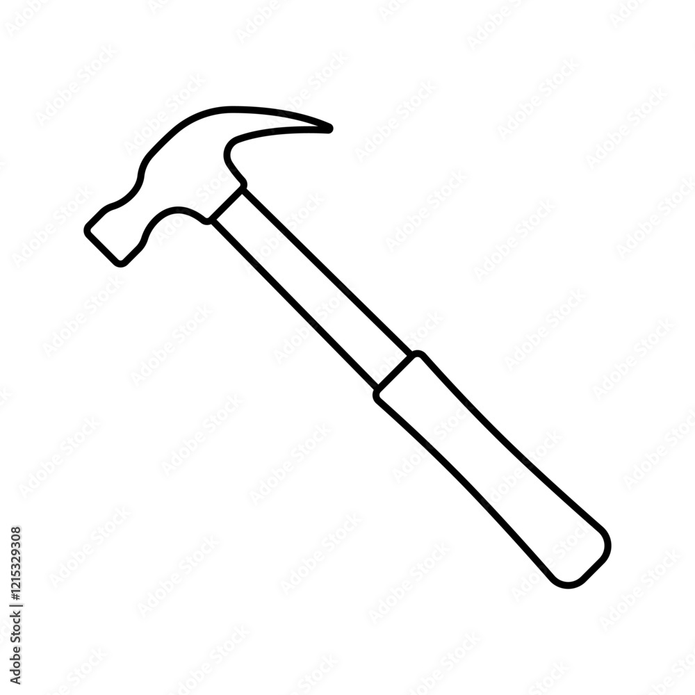 Hammer icon. Black outline linear silhouette. Editable strokes. Side view. Vector simple flat graphic illustration. Isolated object on white background. Isolate. Hammer icon. Black outline linear silhouette. Editable strokes. Side view. Vector simple flat graphic illustration. Isolated object on white background. Isolate.