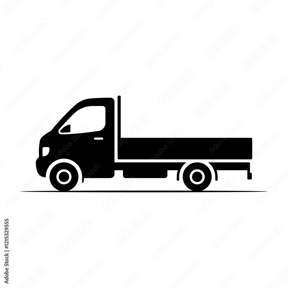Truck icon. Black silhouette. Side view. Vector simple flat graphic illustration. Isolated object on white background. Isolate. Truck icon. Black silhouette. Side view. Vector simple flat graphic illustration. Isolated object on white background. Isolate.