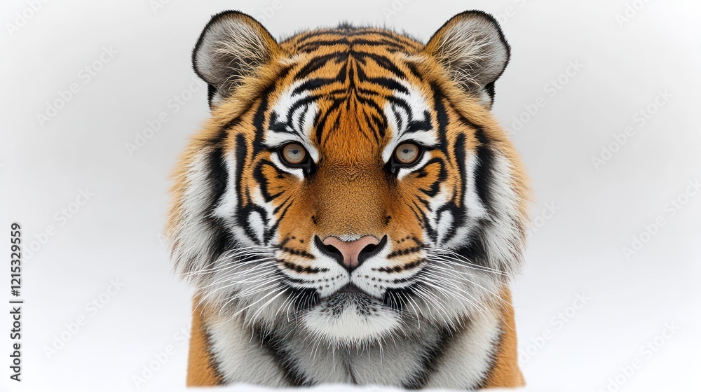 Fototapeta premium Studio Tiger Portrait, White Background, Wildlife