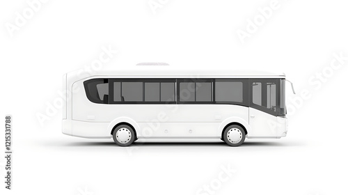 White luxury bus isolated on white background, detailed photo, png.