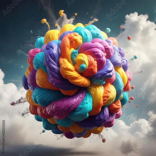 Colorful puffy ball tornado in a swirling spiral shape, spiral, swirly pattern, tornado photo