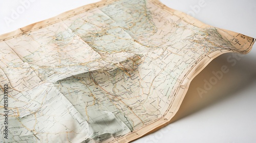 Wallpaper Mural Vintage map unfolds, travel planning, white background, adventure Torontodigital.ca