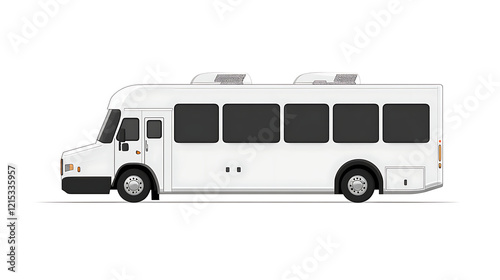 white modern luxury coach bus isolated on white background, side view.