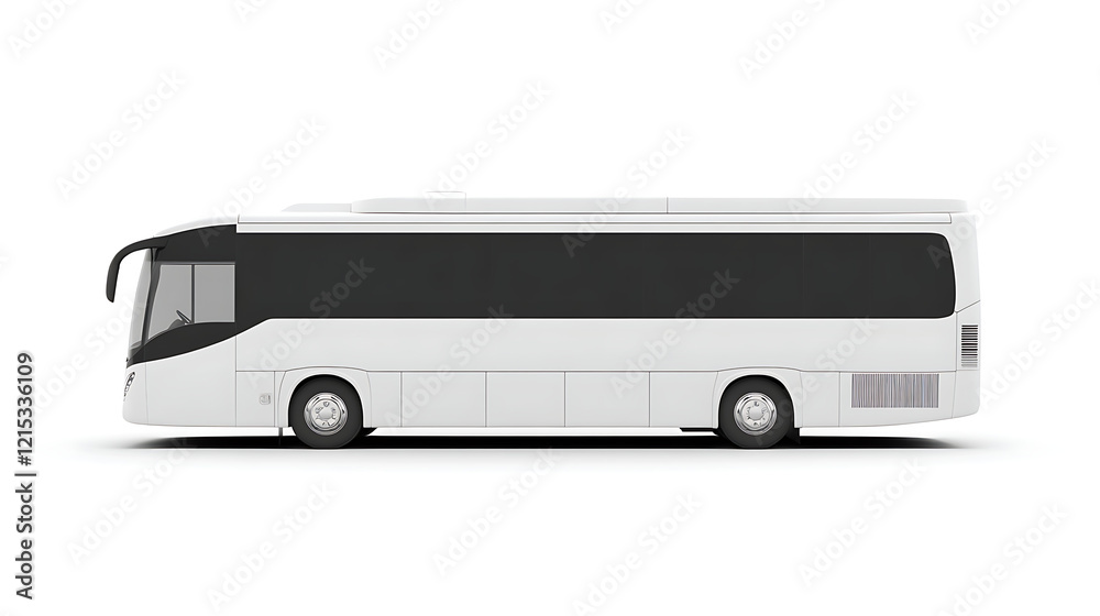 white modern luxury coach bus isolated on white background, side view. white modern luxury coach bus isolated on white background, side view.