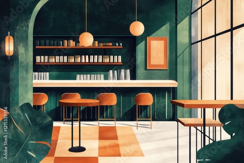 Modern restaurant cafe illustration