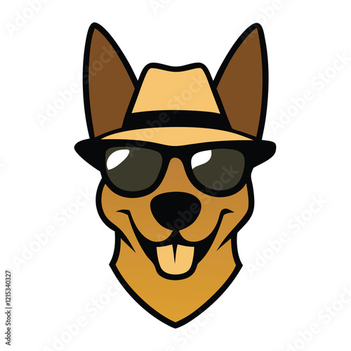 Funny belgian malinois dog head vector art