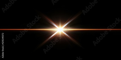 A powerful, high-contrast lens flare with sharp lines of white and orange light radiating from a dark central point, suitable for sports, automotive, or adventure-based campaigns