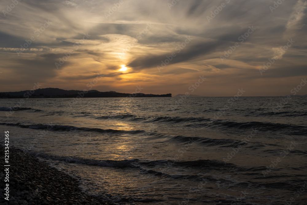 Sunset on a beach, Acharavi, Korfu, Greece Sunset on a beach, Acharavi, Korfu, Greece