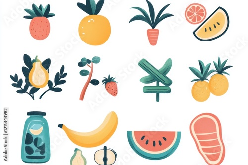 Healthy lifestyle vector icons set