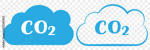 Set of co2 emission vector icons.co2 gas carbon Cloud with carbon dioxide. Reduce pollution air. Cloud with text (CO2) icon illustration, CO2 reduction vector logo set collection for web app