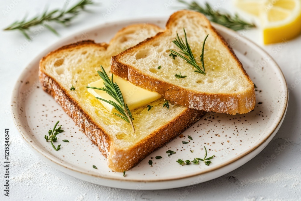 Tasty toast with butter on white background Tasty toast with butter on white background