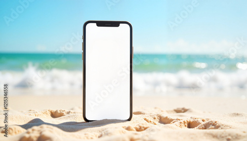 Smartphone Mockup With Background on beach sand