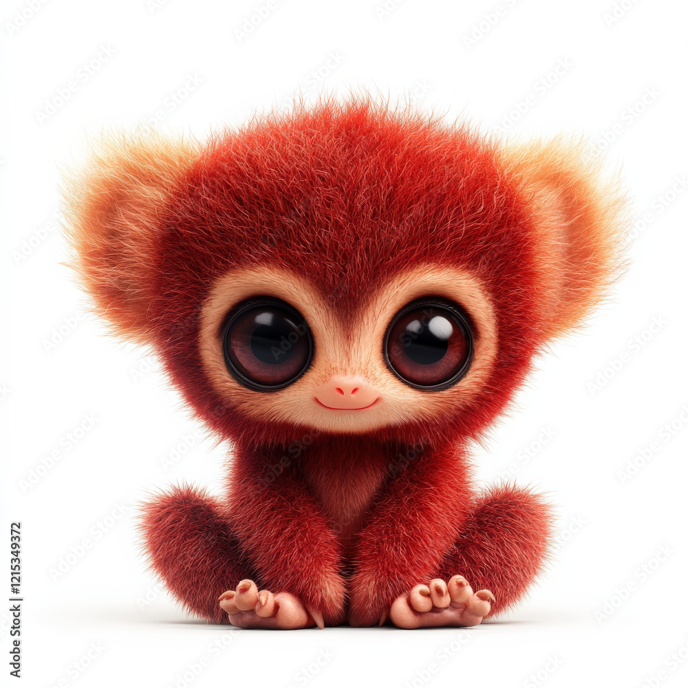 Obraz premium Adorable Red Furry Baby Animal Sitting.