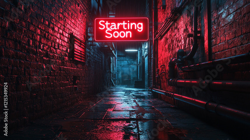 Neon Alleyway  Starting Soon Sign  Night Cityscape  Urban Scene