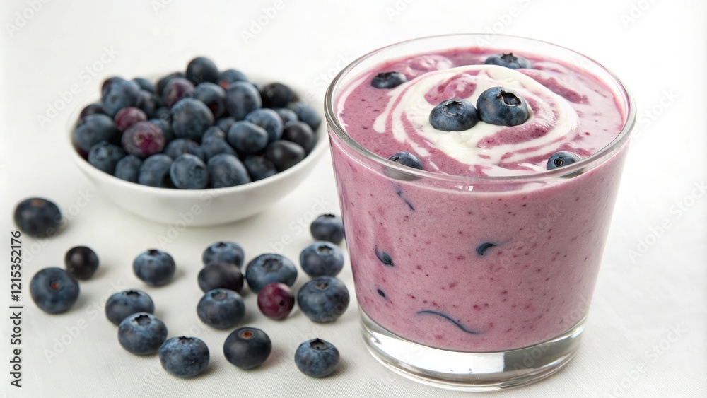 Freshly blended blueberry smoothie with yogurt in a clear glass, glass, smoothie, refreshment, yogurt, food Freshly blended blueberry smoothie with yogurt in a clear glass, glass, smoothie, refreshment, yogurt, food