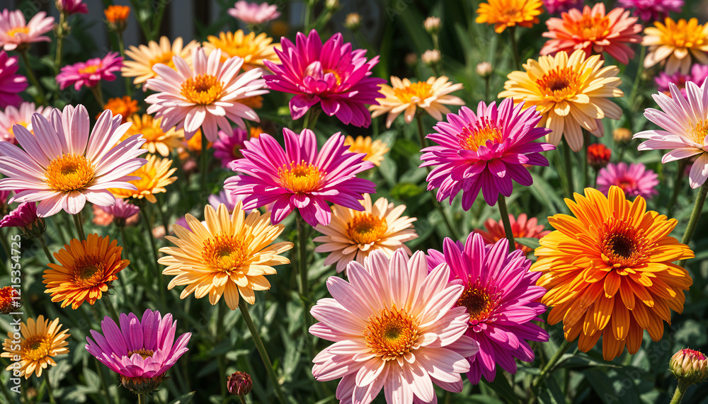 Vibrant flowers blooming in a spring garden Vibrant flowers blooming in a spring garden