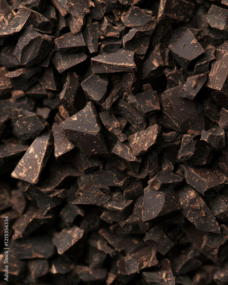 Close-up of dark chocolate chunks with rough texture Close-up of dark chocolate chunks with rough texture