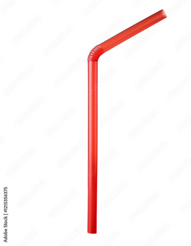 Close-up of a red plastic drinking straw isolated on a white background with a clipping path. Close-up of a red plastic drinking straw isolated on a white background with a clipping path.