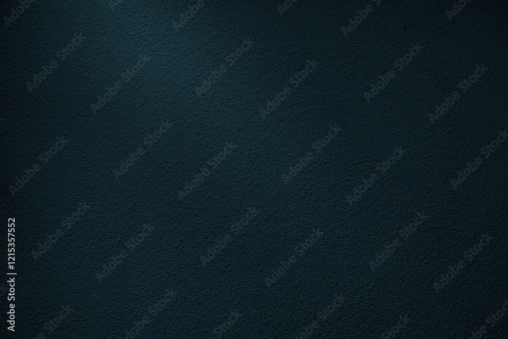 Fototapeta premium Dark wall background in a bluish tone. Dark grainy wall texture in the dark with a ray of light