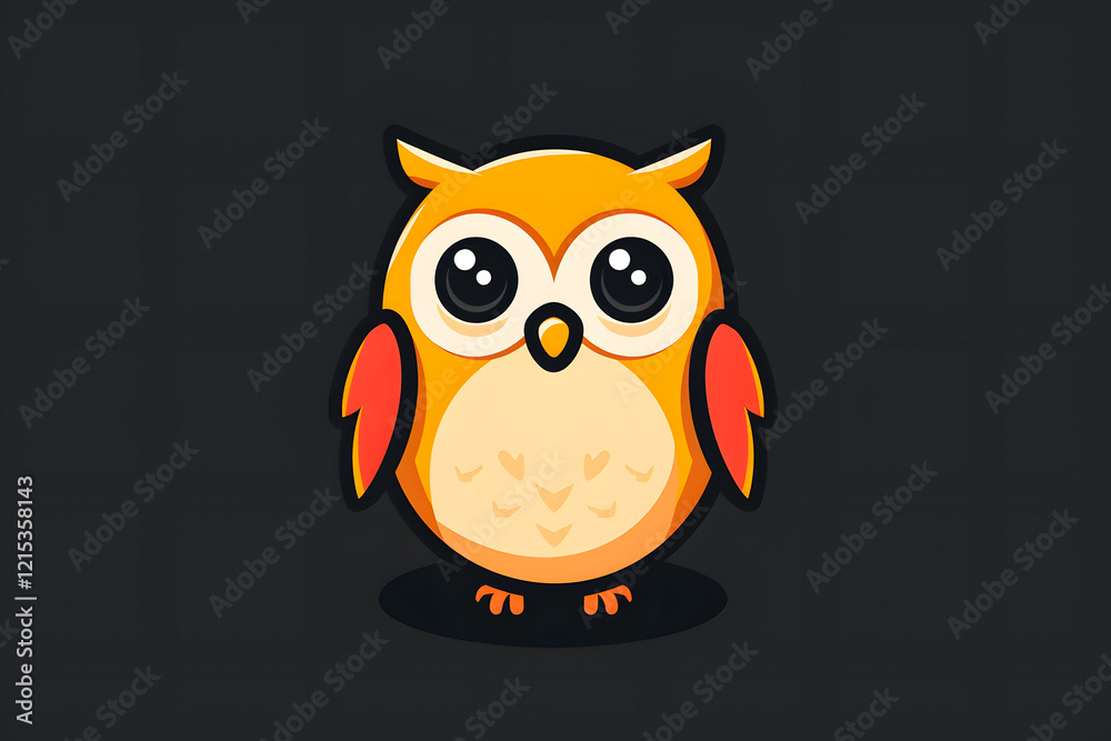 Obraz premium Flat colorful logo of a cute owl in cartoon style