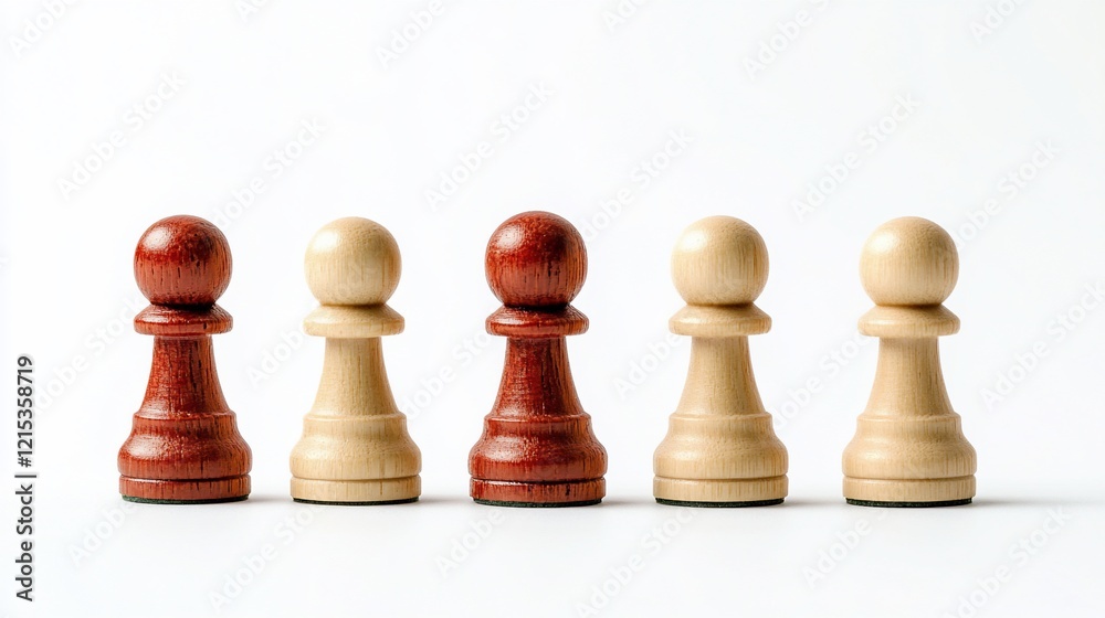 Red pawns lead, white pawns follow, studio shot, strategy concept Red pawns lead, white pawns follow, studio shot, strategy concept