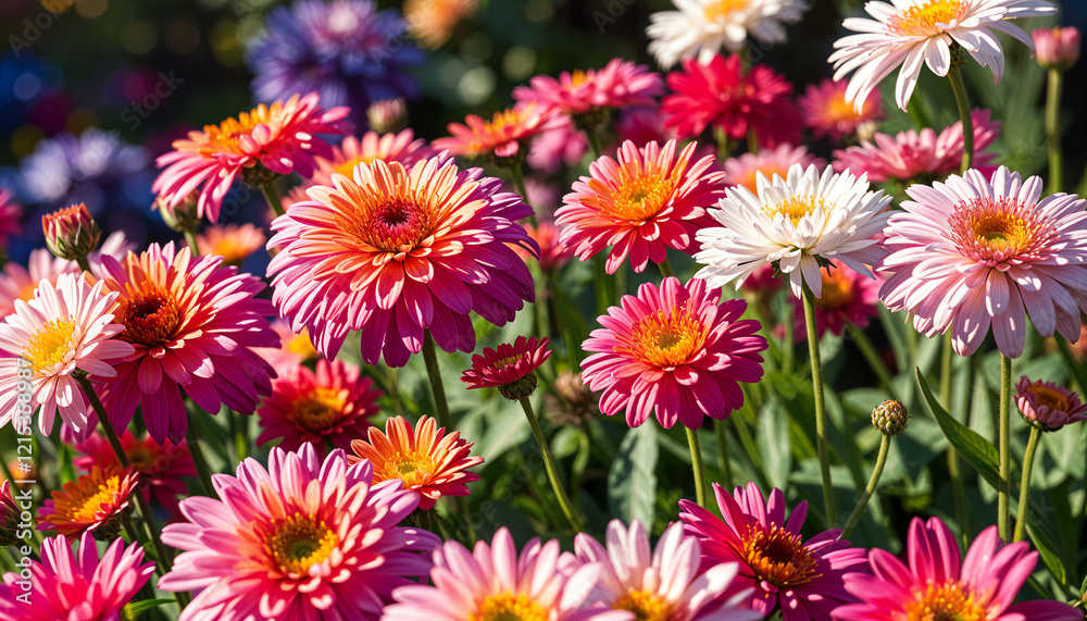 Vibrant flowers blooming in a spring garden Vibrant flowers blooming in a spring garden