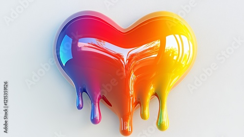 Vibrant Rainbow Heart Dripping Paint