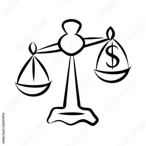 Justice scale balancing money and fairness