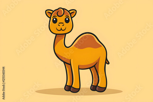 Flat colorful logo of a cute camel or dromadery in cartoon style