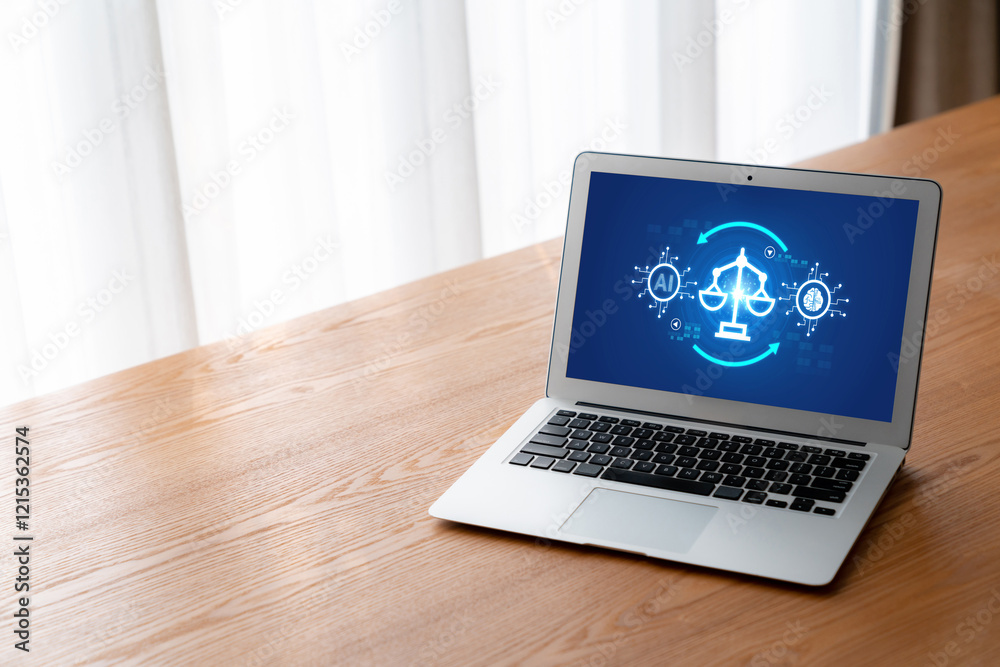AI ethics responsibility standard law and rules on computer screen provide report of AI ethic transparency preventing technology crime. brisk AI ethics responsibility standard law and rules on computer screen provide report of AI ethic transparency preventing technology crime. brisk