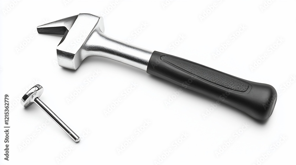 Claw hammer, nail, white background, DIY project Claw hammer, nail, white background, DIY project