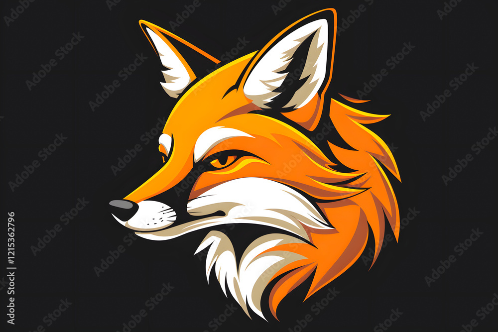 Obraz premium Flat colorful logo of a cute fox in cartoon style