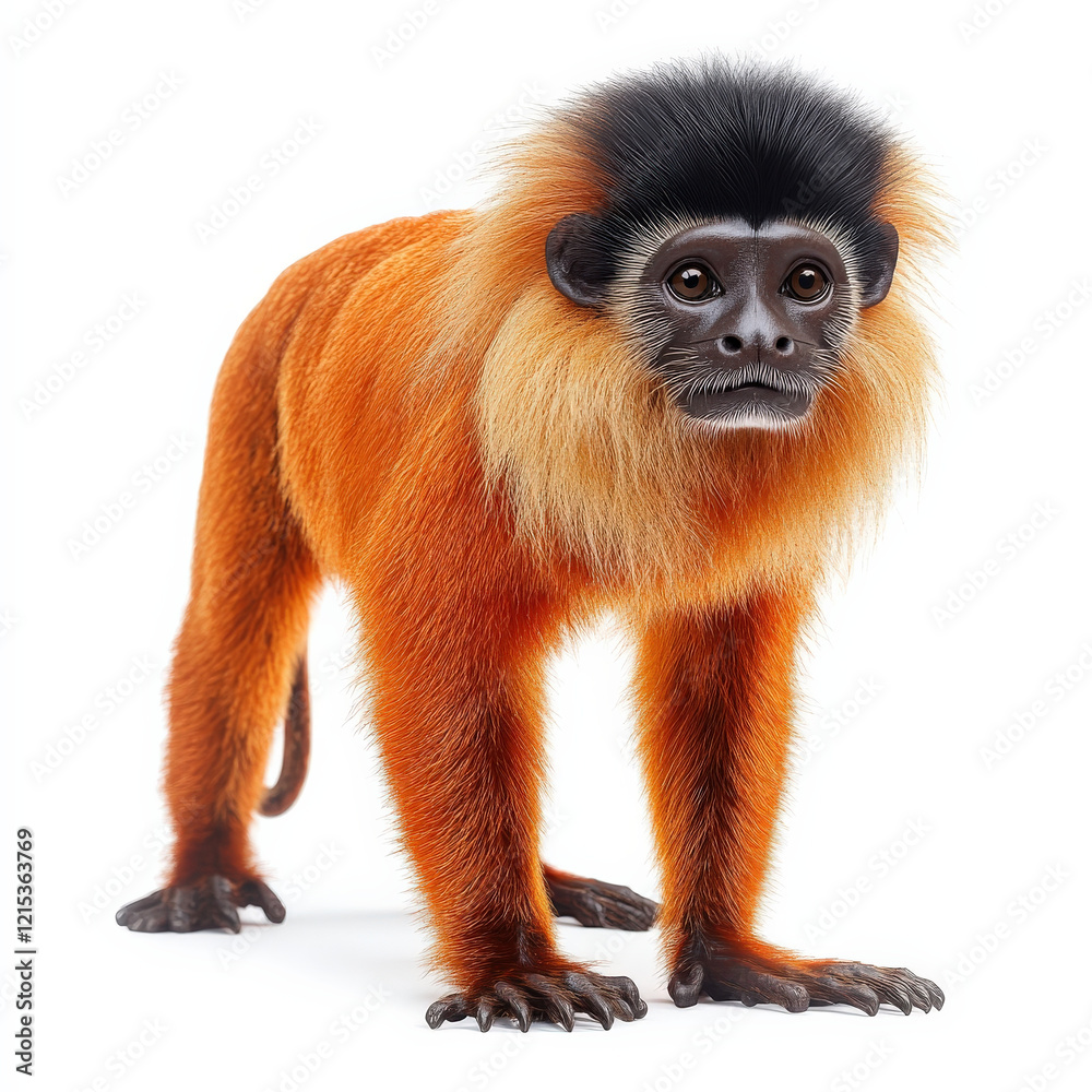 Fototapeta premium Golden-haired monkey, full body, isolated white background.