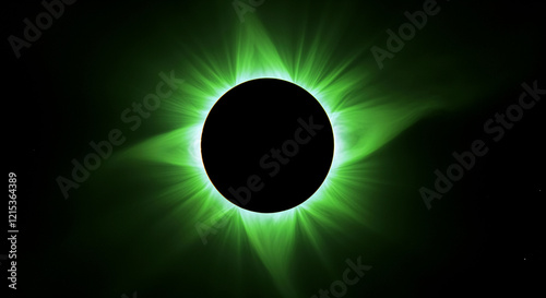 solar eclipse with green light effect creating stunning celestial phenomenon during totality