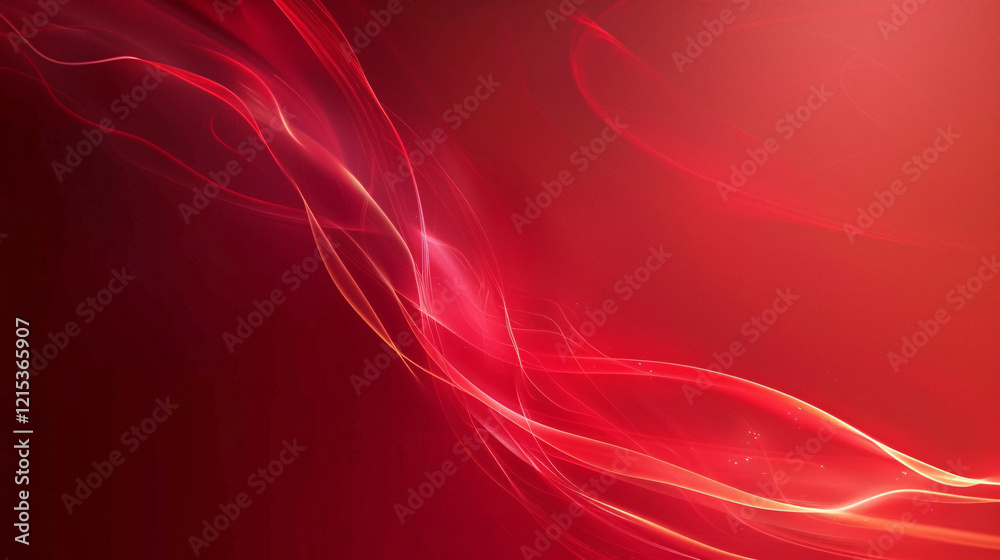 Fototapeta premium Abstract red background with glowing wavy lines flowing on a gradient backdrop