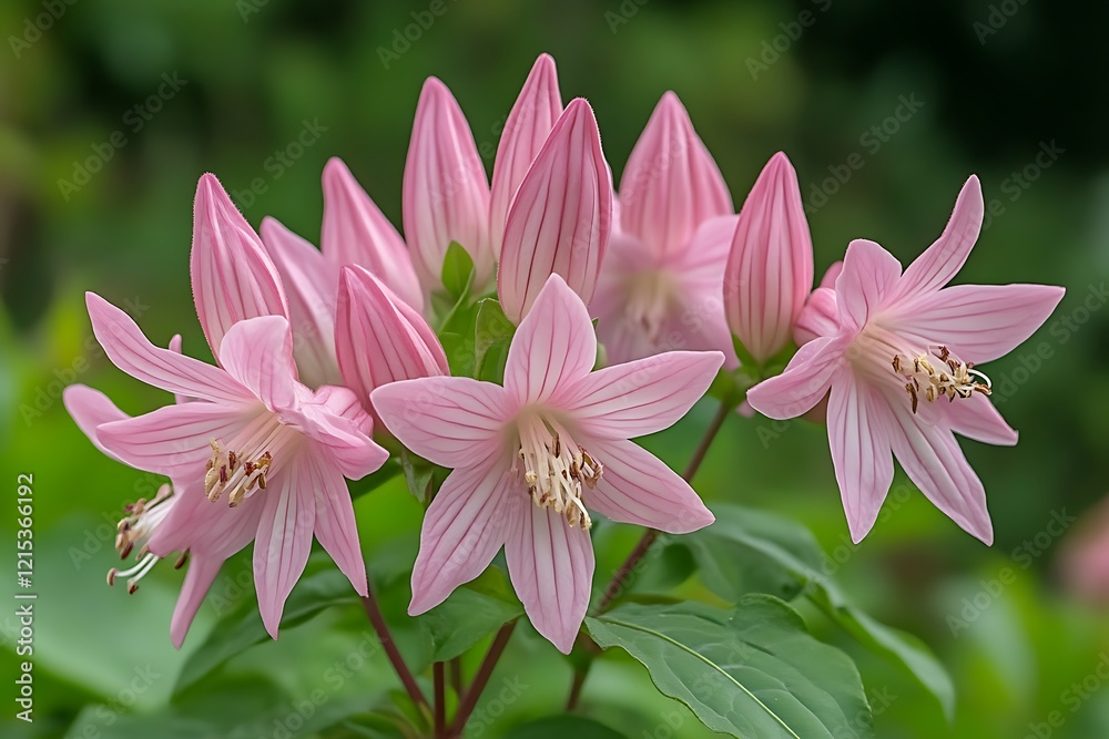 Fototapeta premium Cluster of delicate pink flowers blooming.