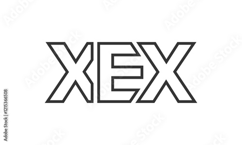 XEX logo design template with strong and modern bold text. Initial based vector logotype featuring simple and minimal typography. Trendy company identity.