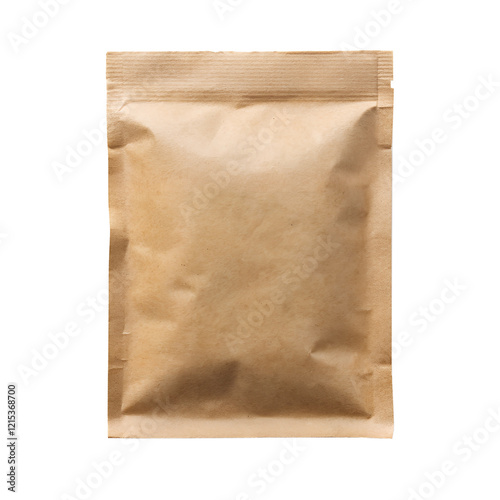 blank brown paper sachet isolated on transparent background, png