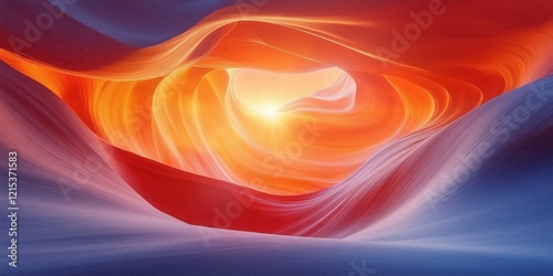 Sunlight illuminates the heart-shaped opening of a colorful sandstone canyon, creating a breathtaking natural wonder with vibrant hues of orange, red, and purple