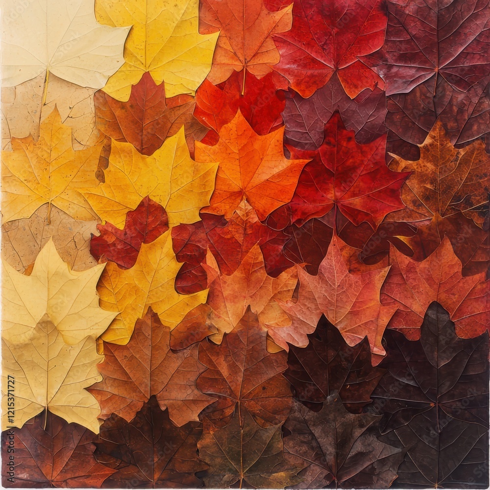 Fototapeta premium Autumn leaves transition nature gradient texture earthy environment gigapixel viewpoint natural concept