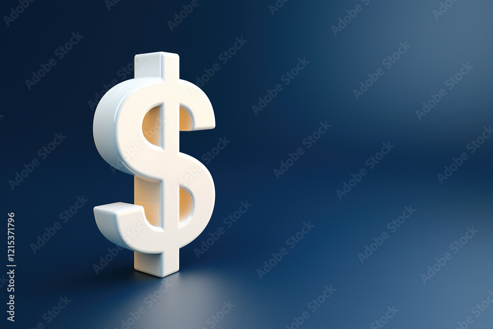 Creative display of a white dollar sign on a deep blue background Creative display of a white dollar sign on a deep blue background