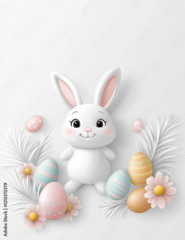 Obraz premium easter card with bunny and eggs