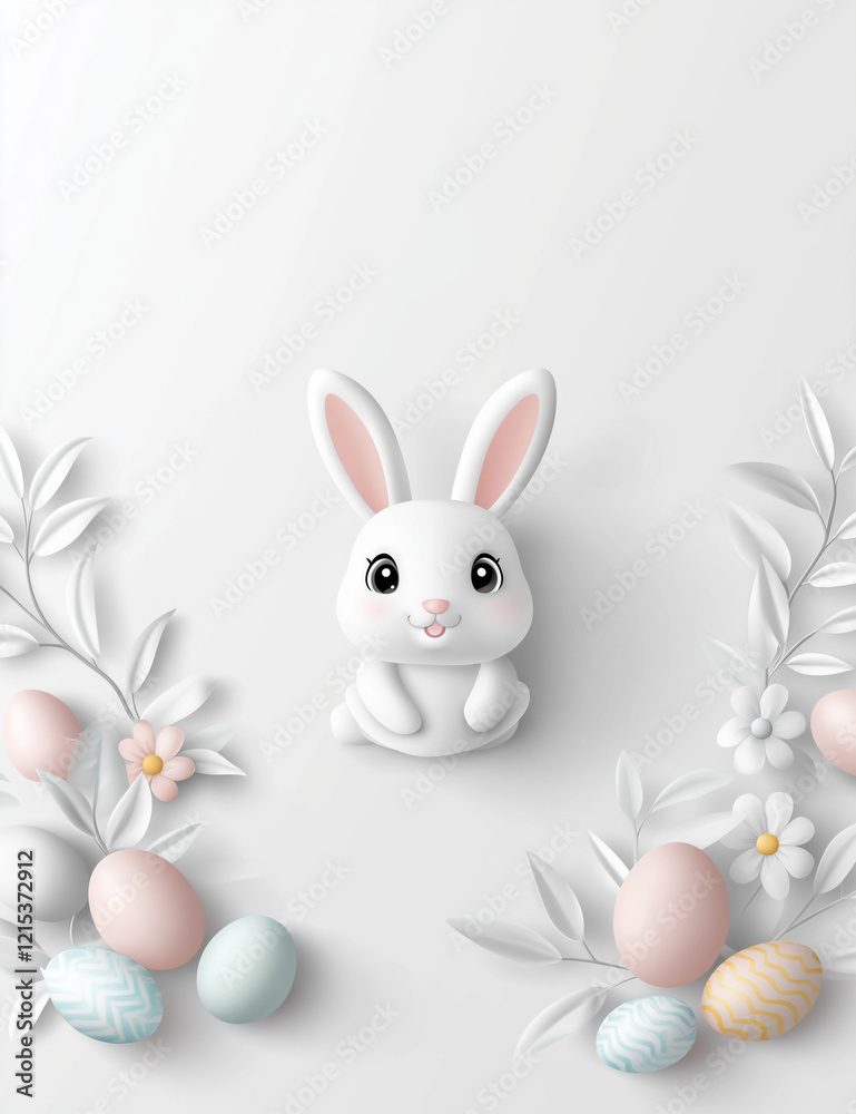 Obraz premium easter card with bunny and eggs