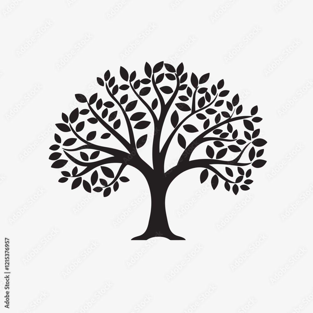 Flat Design Tree Silhouette Vector Flat Design Tree Silhouette Vector