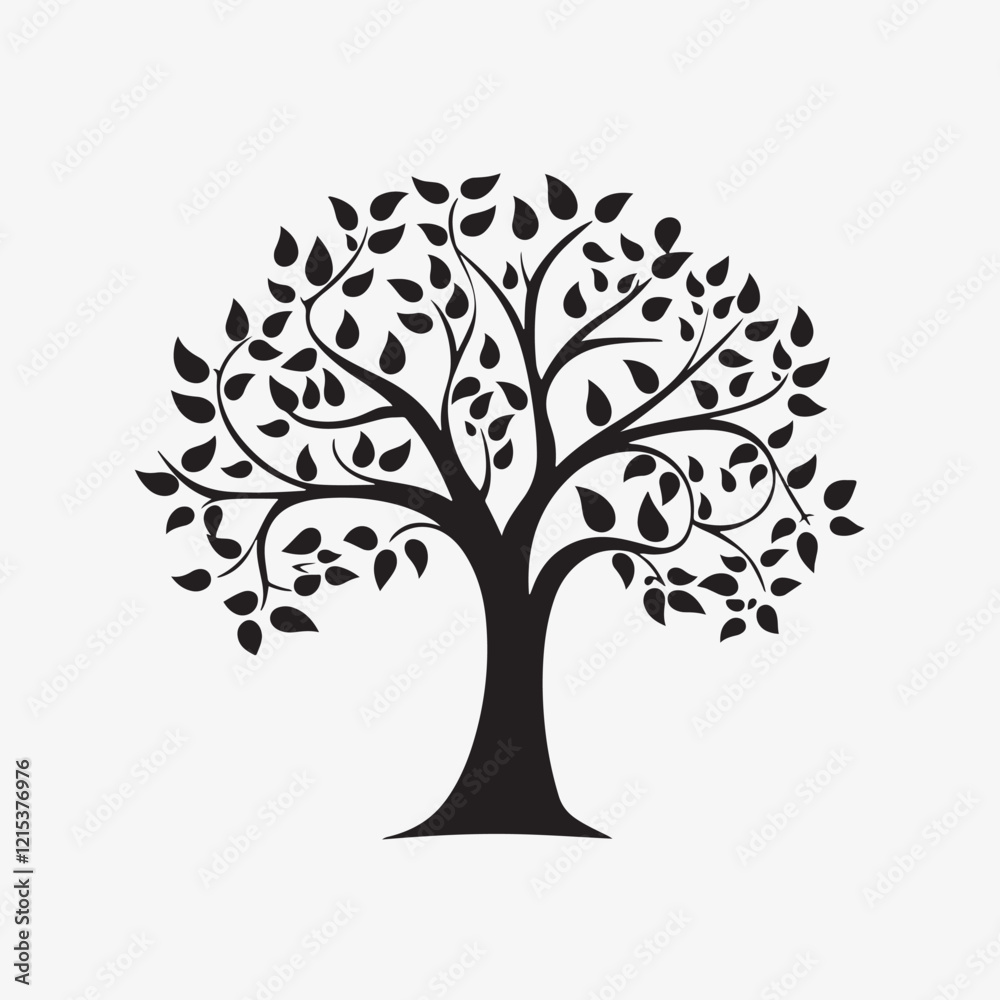 Obraz premium Flat Design Tree Silhouette Vector 