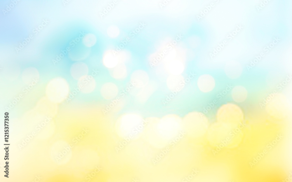 Naklejka premium Abstract blue yellow glowing texture, field bokeh background,blurred backdrop.Spring wallpaper.