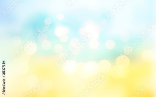 Abstract blue yellow glowing texture, field bokeh background,blurred backdrop.Spring wallpaper.