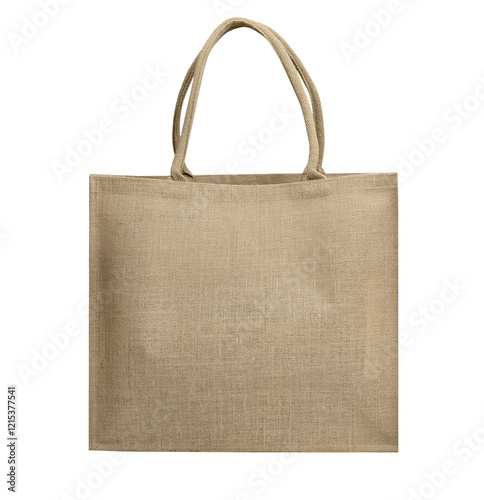 Hessian bag front view isolated on white, nobody, single object.Organic design burlap sack,tote.