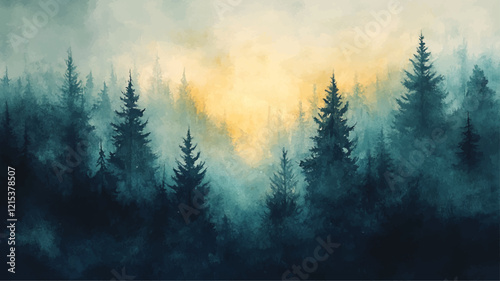 Winter Landschaft Baum Tannenbaum Aquarell Natur