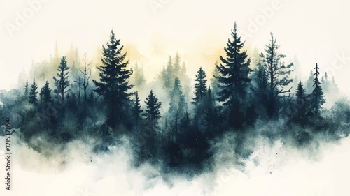 Winter Landschaft Baum Tannenbaum Aquarell Natur